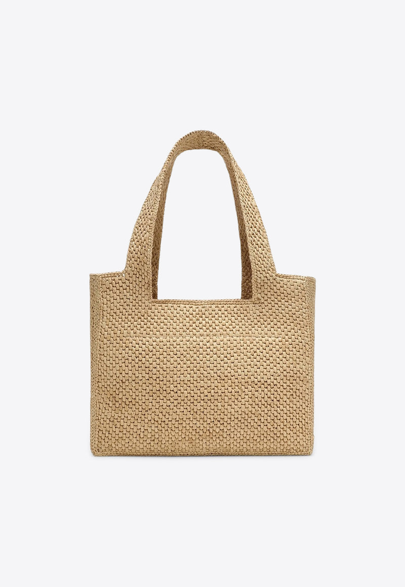 Loewe Medium Signature Font Raffia Tote Bag Natural A685B61X05NF/S_LOEW-2123