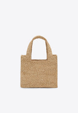 Loewe Mini Signature Font Raffia Tote Bag Natural A685V46X01NF/S_LOEW-2123