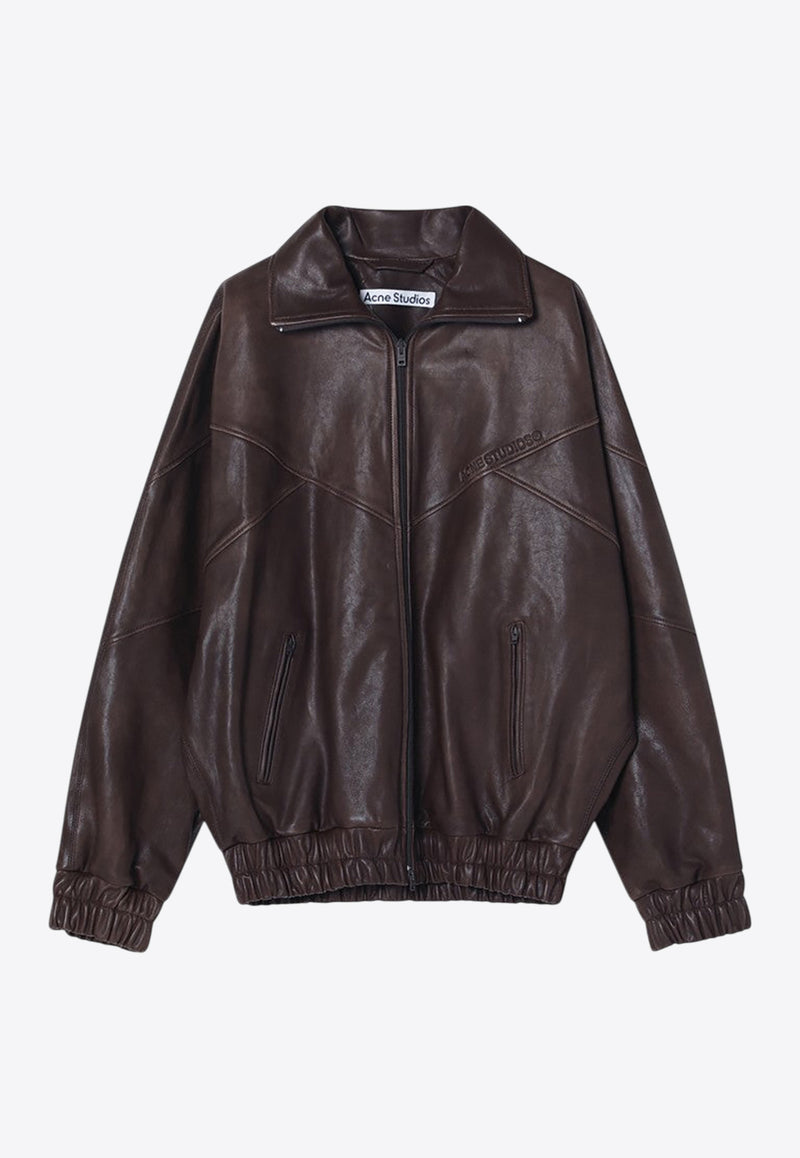 Acne Studios Leather Zipped Jacket  Brown A70172LE/Q_ACNE-700