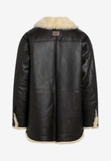 Acne Studios Shearling-Trimmed Leather Jacket Brown A70205LE/R_ACNE-BXJ