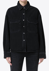 Agolde Gwen Slice Denim Shirt Black A7299-1557BLACK