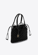 Moschino Basket Net Leather Shoulder Bag Black A73028002/P_MOSCH-2555