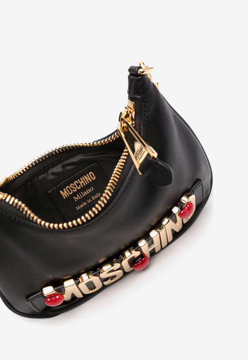 Moschino Logo Leather Shoulder Bag A732480027555 7555 Black