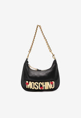 Moschino Logo Leather Shoulder Bag A732480027555 7555 Black