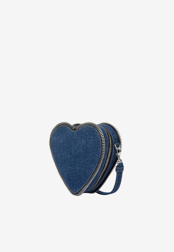 Moschino Logo Denim Heart-Shaped Clutch A736482181295 1295 Blue