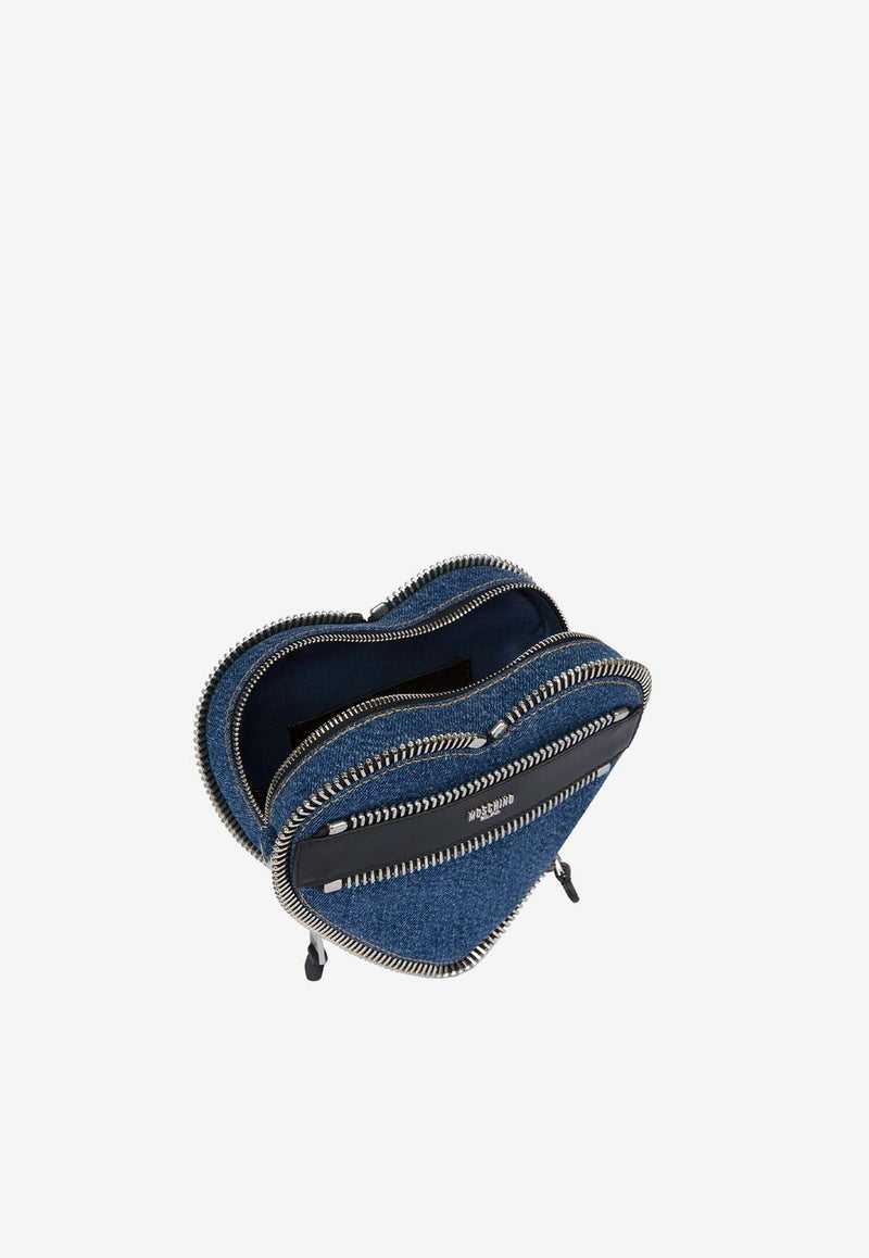 Moschino Logo Denim Heart-Shaped Clutch A736482181295 1295 Blue