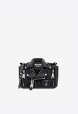 Moschino Studded Nappa Leather Biker Shoulder Bag Black A7426 8002 2555