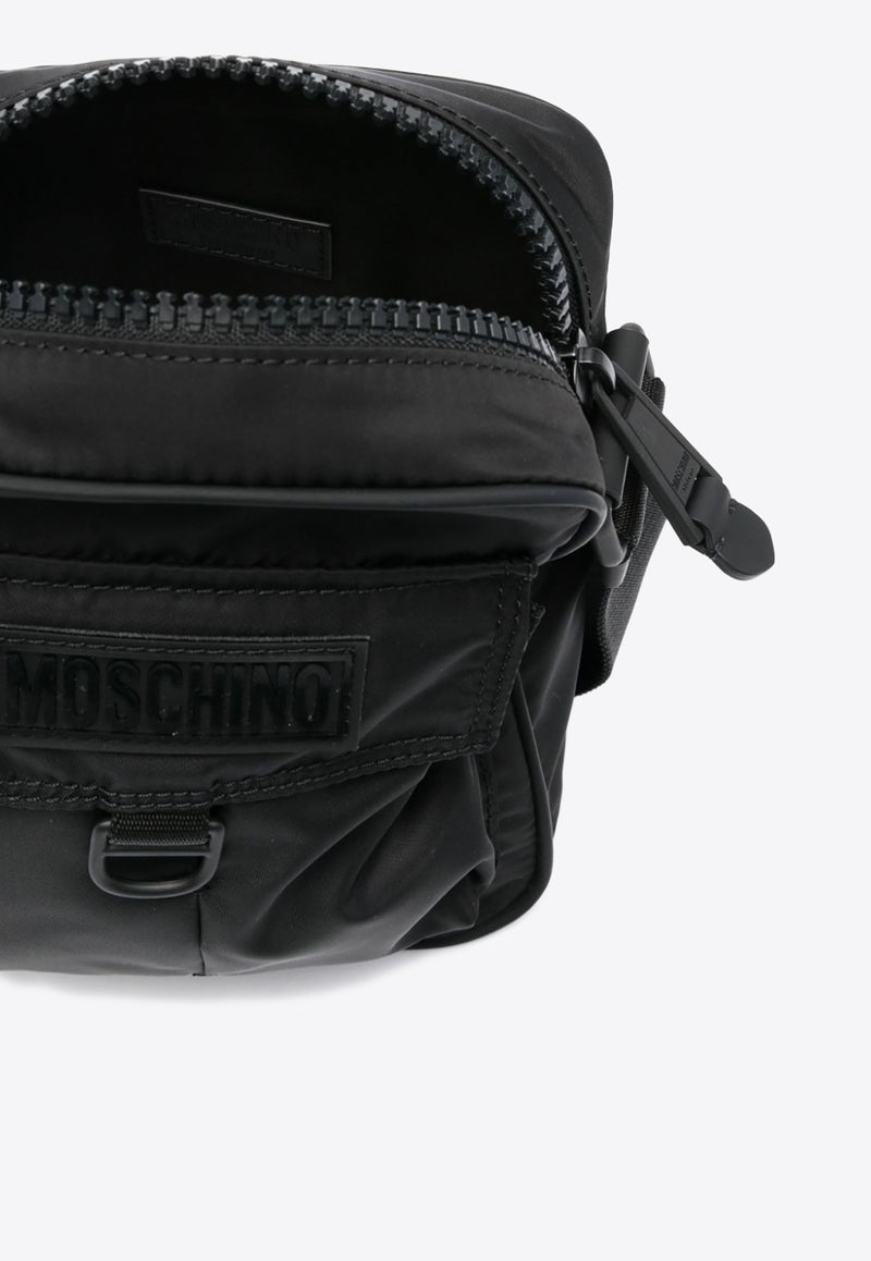 Moschino Logo Patch Messenger Bag A7444 8228 1555 Black