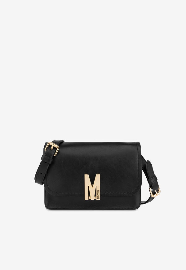 Moschino M Leather Shoulder Bag A7493 8008 555 Black