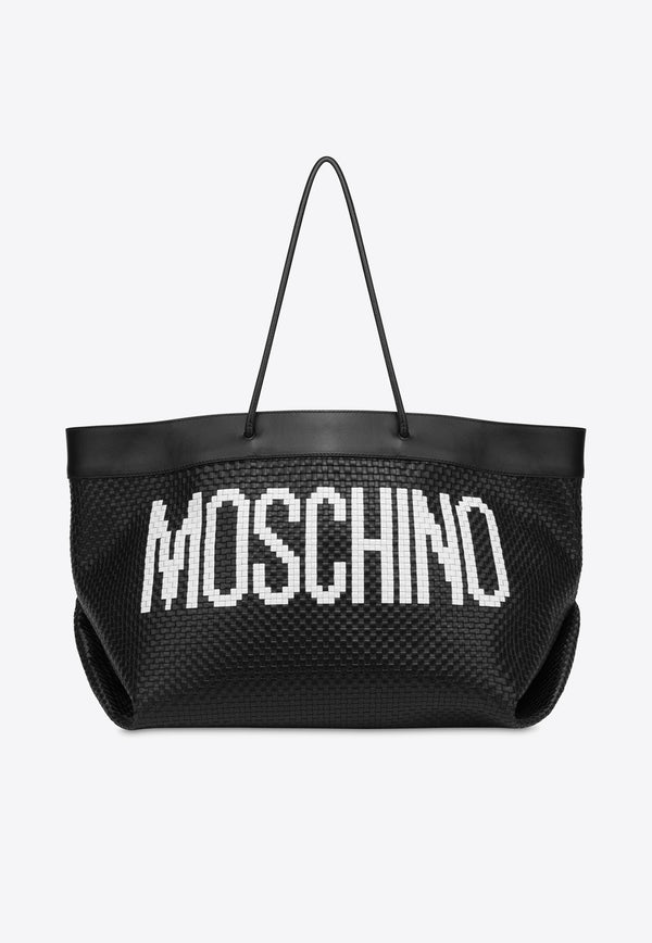 Moschino Logo Leather Tote Bag A7519 8024 2555