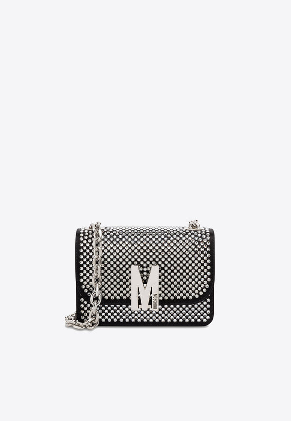 Moschino Studded Satin M Shoulder Bag Black A7519 8220 2555