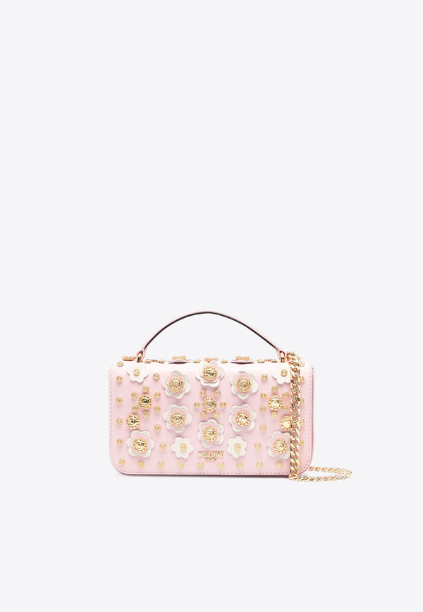 Moschino Floral Beaded Leather Shoulder Bag A7568 8002 1225