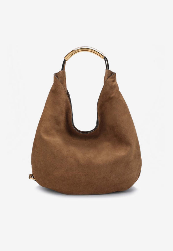 Moschino Medium Slouchy Suede Shoulder Bag Brown A75928033/P_MOSCH-0089