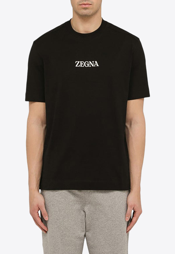 ZEGNA Logo Print Crewneck T-shirt Black A777E7364/O_ZEGNA-K09
