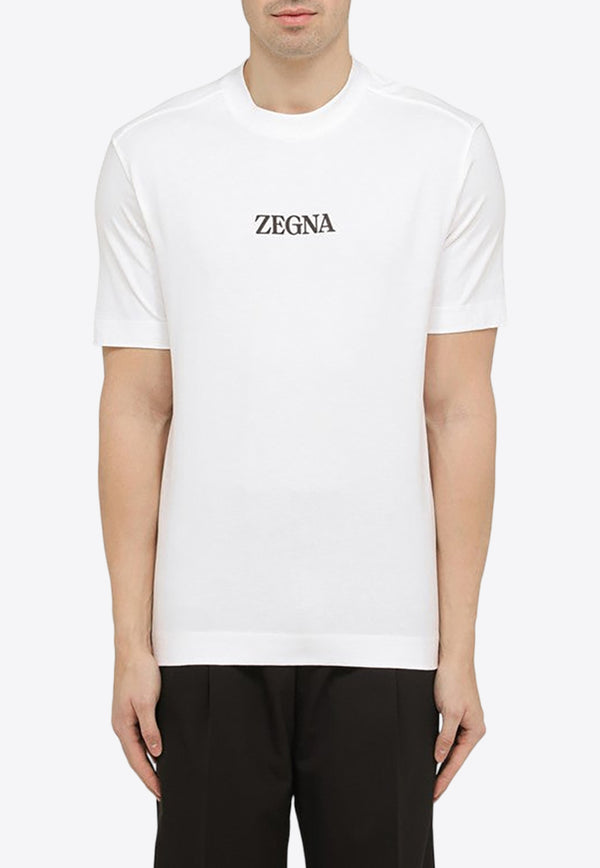 ZEGNA Logo Print Crewneck T-shirt White A777E7364/O_ZEGNA-N01