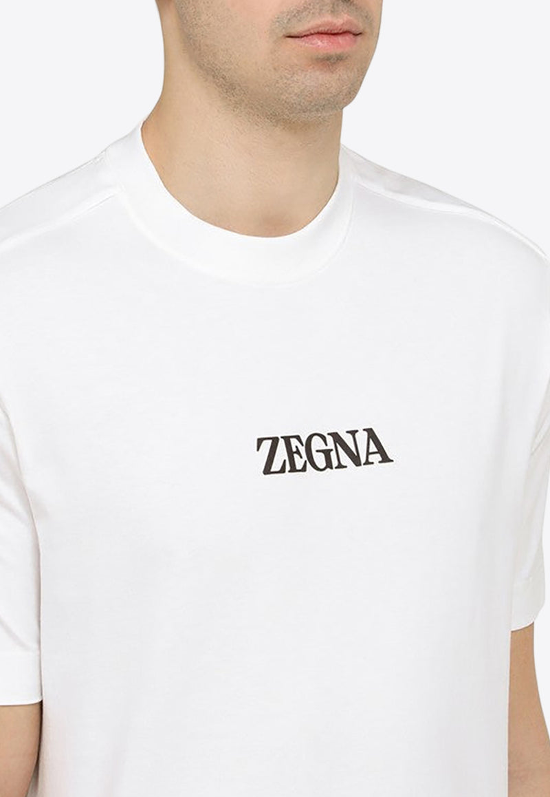 ZEGNA Logo Print Crewneck T-shirt White A777E7364/O_ZEGNA-N01