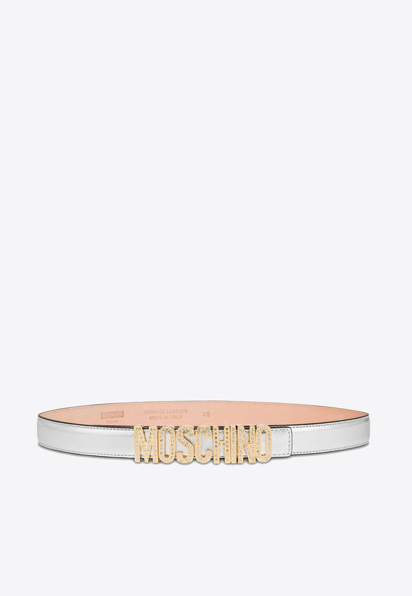 Moschino Lettering Logo Laminated Leather Belt A8021 8011 1600