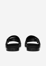 Dolce & Gabbana DG Logo Calf Leather Sandals Black A80433 AO602 80999