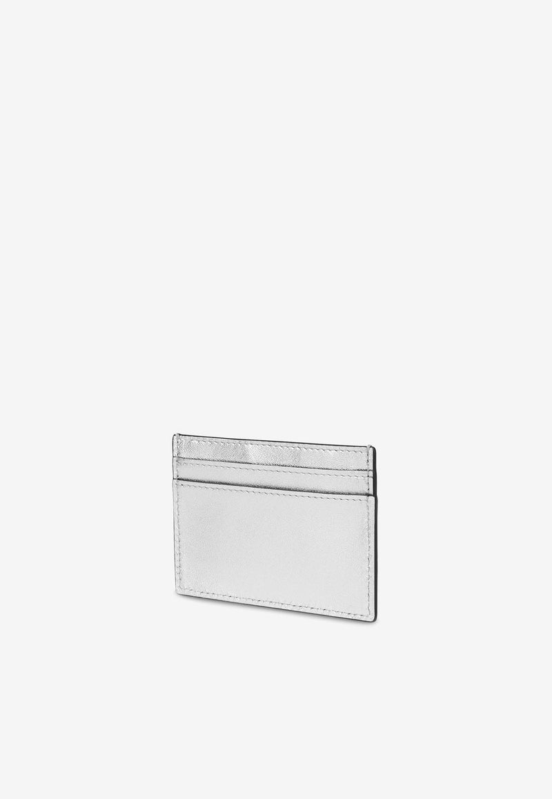 Moschino Crystal Logo Cardholder in Nappa Leather A8131 8011 1600 Silver