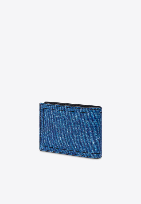 Moschino Bi-Fold Wallet in Denim Print Leather A8134 8022 1888 Blue