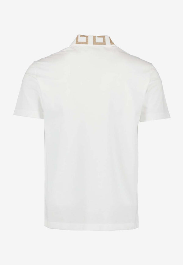 Versace Greca Collar Polo T-shirt White A87402 1A06199 1W000