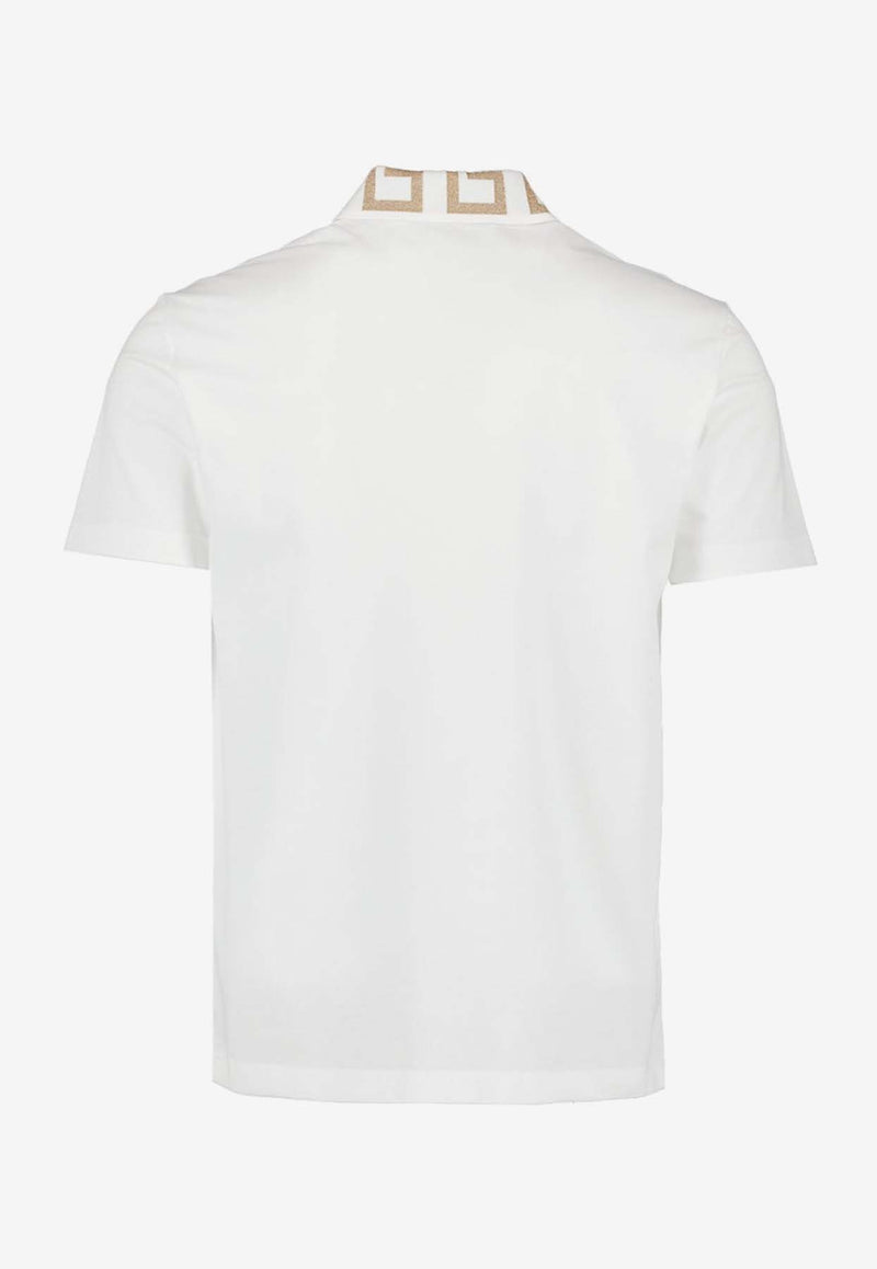 Versace Greca Collar Polo T-shirt White A87402 1A06199 1W000