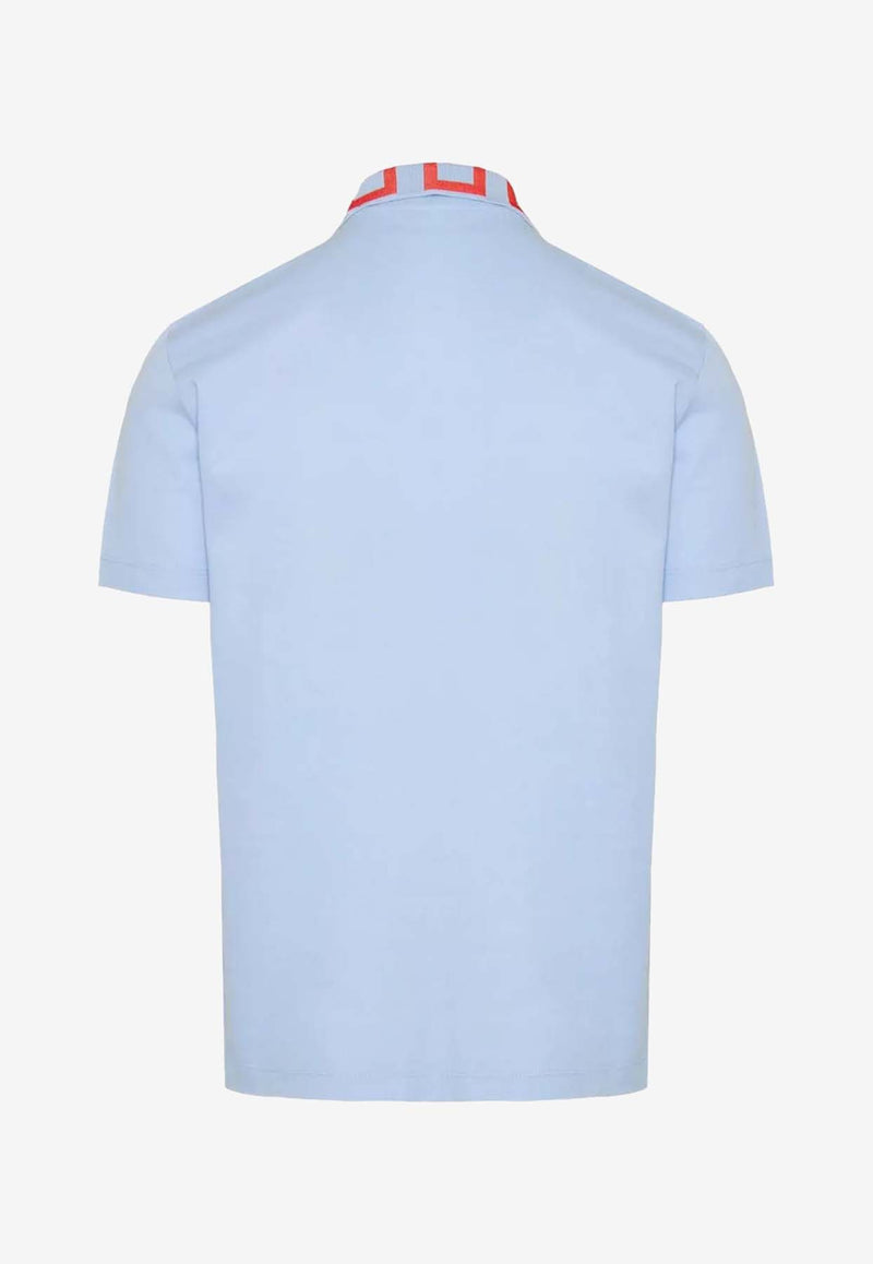 Versace Medusa Greca Short Sleeved Polo T-shirt Light Blue A89492 1A04867 2US40