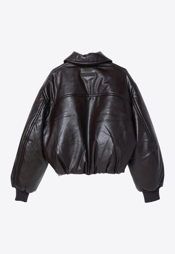 Acne Studios Faux Leather Padded Jacket Dark Brown A90570LE/P_ACNE-ADM