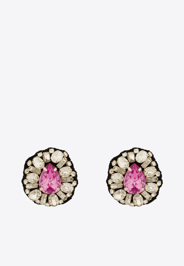 Moschino Crystal Embellished Clip-On Earrings A9117 8461 8888
