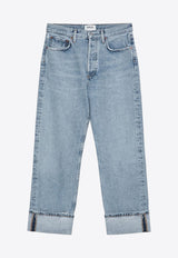 Agolde Washed-Effect Straight Jeans with Turn-Ups Blue A9157B1206/P_AGOLD-FORCE