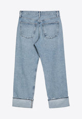 Agolde Washed-Effect Straight Jeans with Turn-Ups Blue A9157B1206/P_AGOLD-FORCE