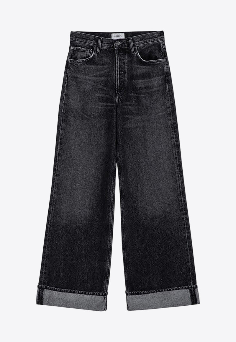 Agolde Ribbed Wide Jeans with Turn-ups Blue A91591346/P_AGOLD-DITCH