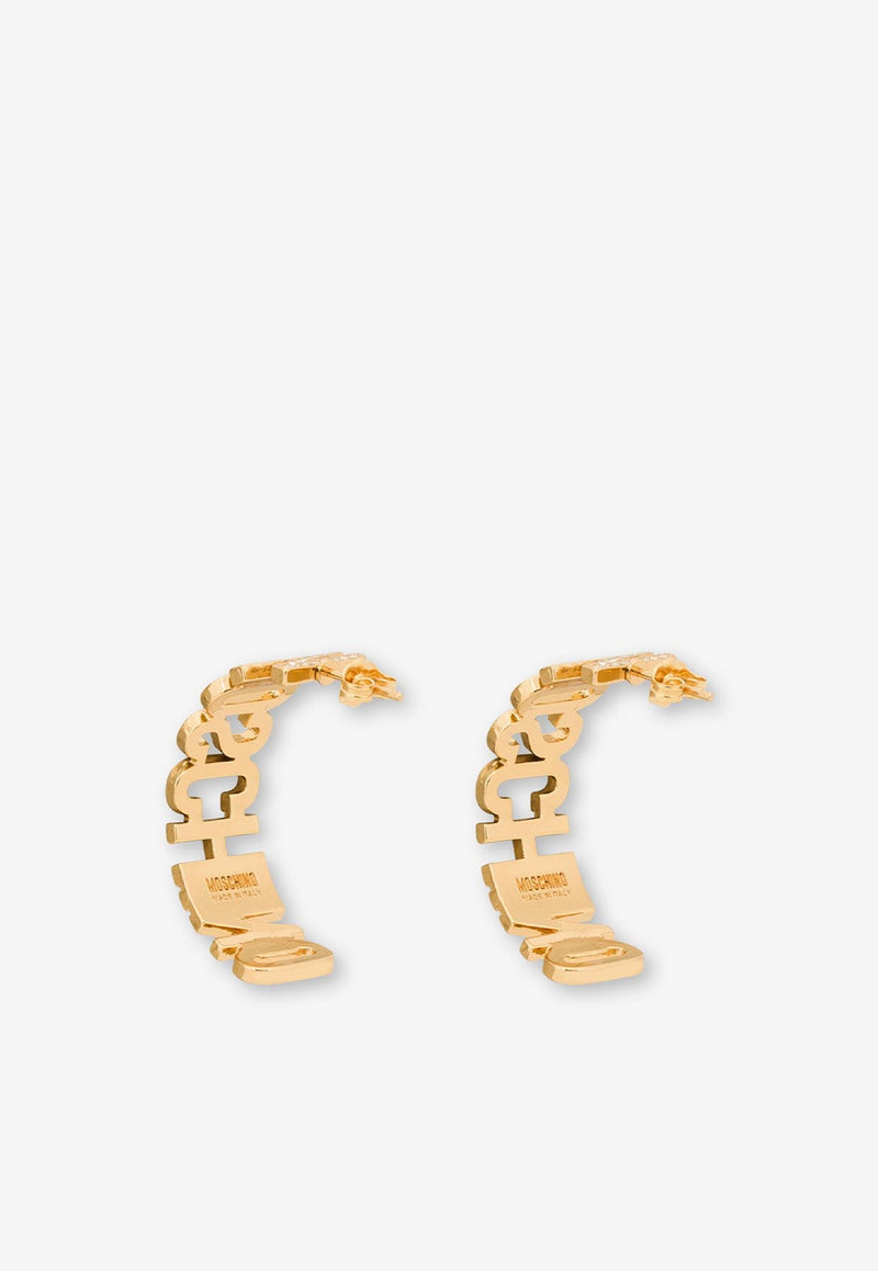 Moschino Crystal-Embellished Logo Earrings A9170 8434 1606 Gold
