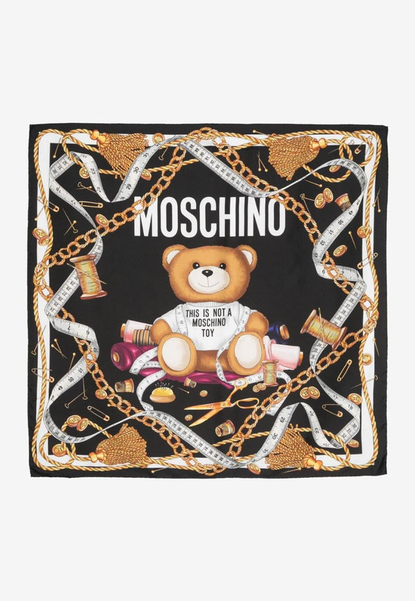 Moschino Toy Bear Print Silk Scarf A9350 8265 1555 Multicolor