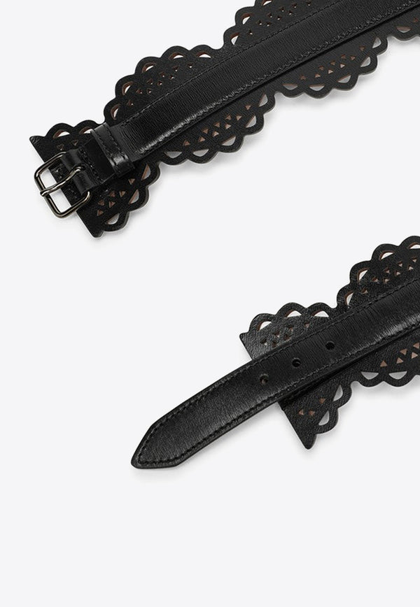 Alaïa Laser Cut Leather Belt Black AA1C271MC0A29LE/O_ALAIA-999