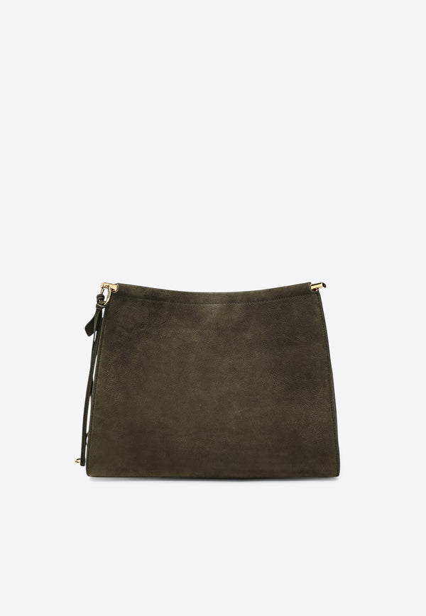 Alaïa Medium Le Click Leather Shoulder Bag Olive AA1S01433CA214LE/R_ALAIA-610