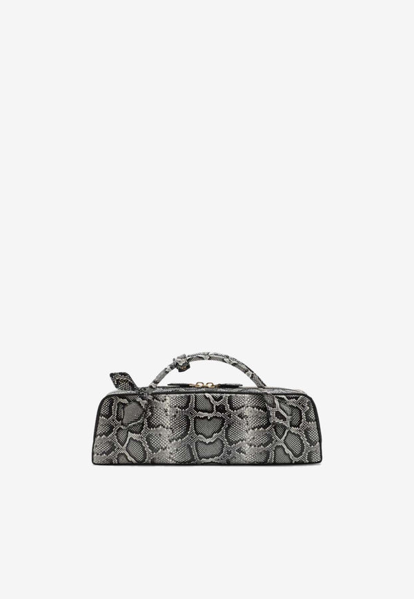 Alaïa Small Le Teckel Python Print Leather Shoulder Bag Gray AA1S06029I064LE/R_ALAIA-009