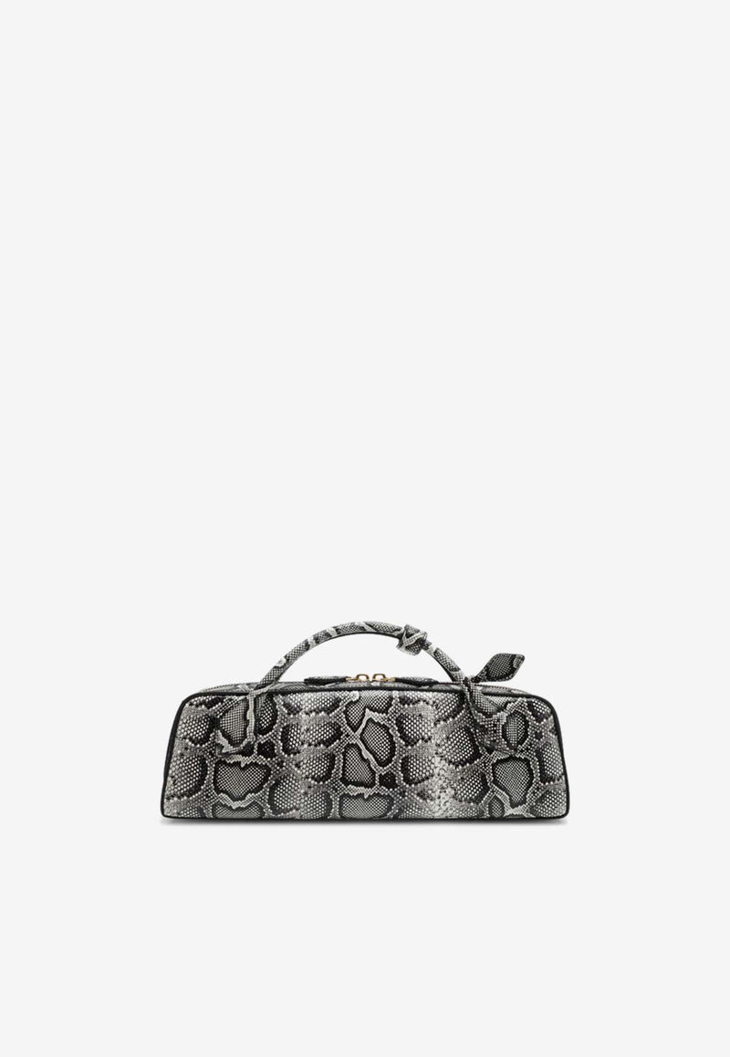 Alaïa Small Le Teckel Python Print Leather Shoulder Bag Gray AA1S06029I064LE/R_ALAIA-009