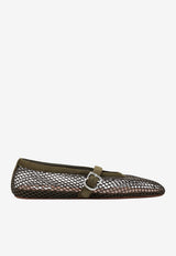 Alaïa Suede and Mesh Ballet Flats Green AA3A029TK061NY/T_ALAIA-U21