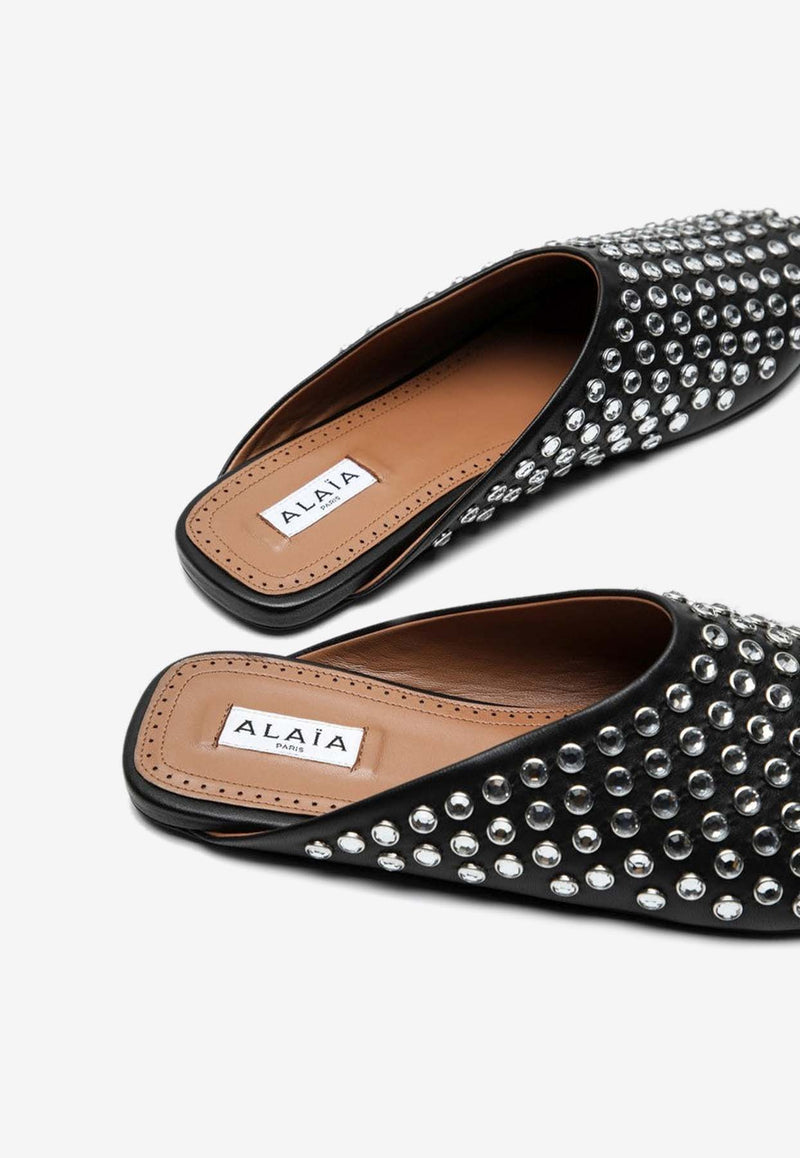 Alaïa Studded Nappa Leather Flat Mules Black AA3M081CK116LE/P_ALAIA-999