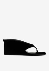 Alaïa Cube 75 Velvet Wedge Sandals Black AA3M105A014VEL/R_ALAIA-999
