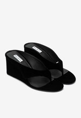 Alaïa Cube 75 Velvet Wedge Sandals Black AA3M105A014VEL/R_ALAIA-999
