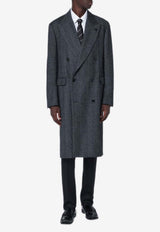 Lardini Double-Breasted Herringbone Wool Coat Gray AA40408EAAC65611/R_LARDI-950