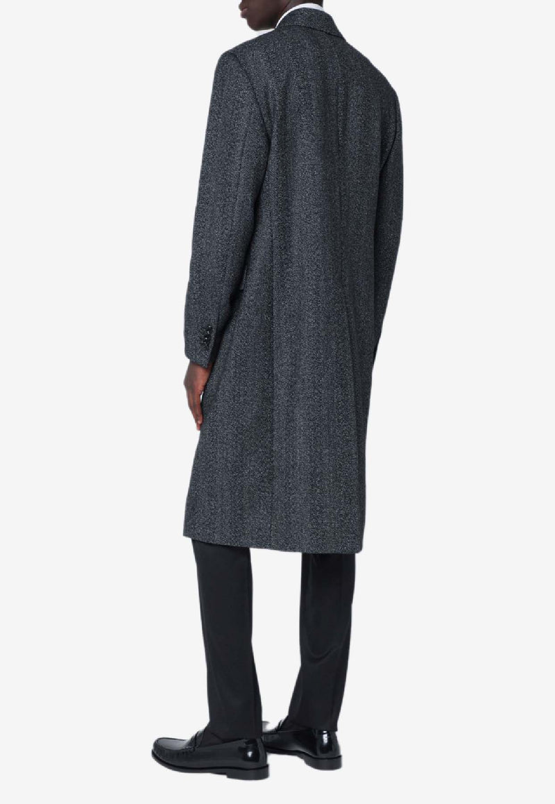 Lardini Double-Breasted Herringbone Wool Coat Gray AA40408EAAC65611/R_LARDI-950