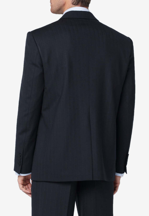 Lardini Single-Breasted Wool-Blend Blazer Blue AA6922EAAIF65430/R_LARDI-850