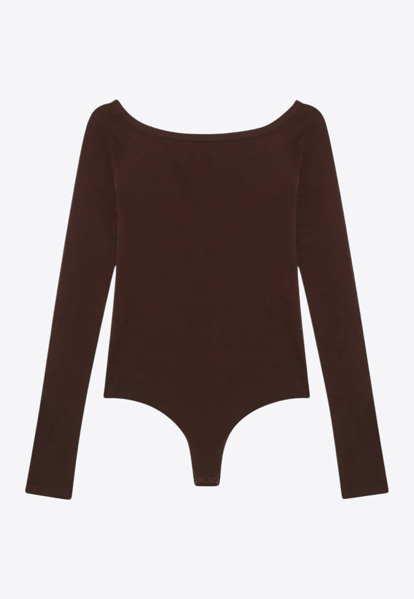 Alaïa Second-Skin Bodysuit Top Brown AA9B0384M826BVI/R_ALAIA-719