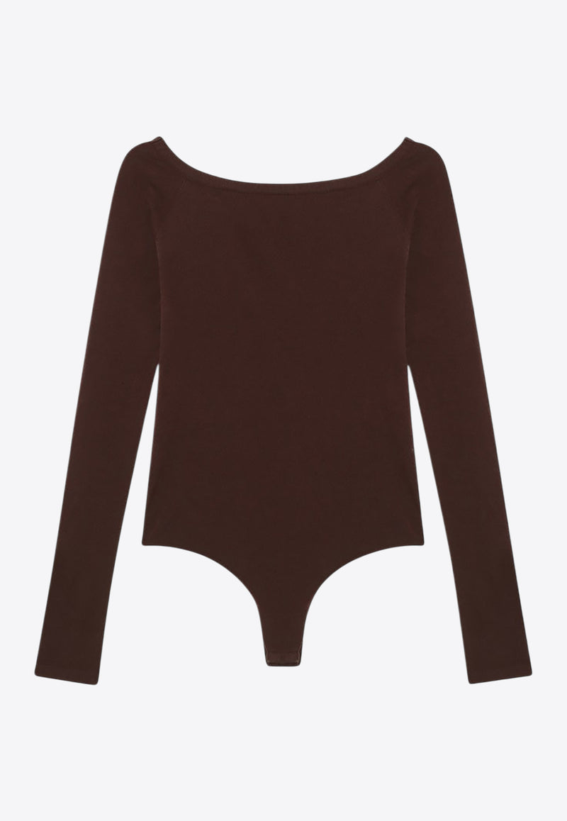Alaïa Second-Skin Bodysuit Top Brown AA9B0384M826BVI/R_ALAIA-719