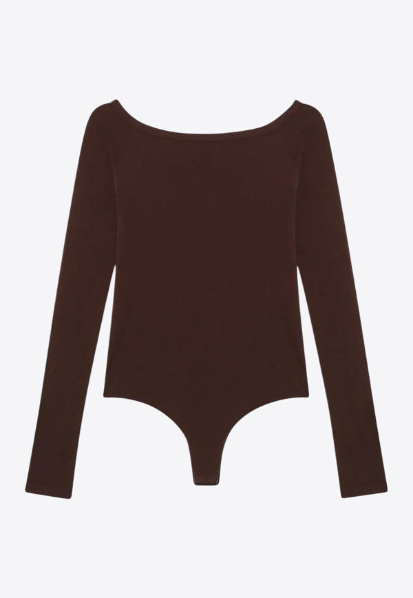 Alaïa Second-Skin Bodysuit Top Brown AA9B0384M826BVI/R_ALAIA-719