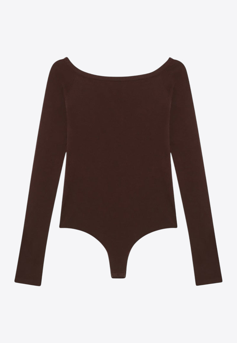 Alaïa Second-Skin Bodysuit Top Brown AA9B0384M826BVI/R_ALAIA-719