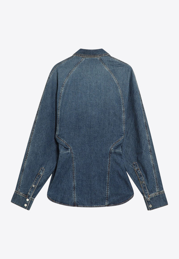 Alaïa Long-Sleeved Denim Shirt Blue AA9C0988D004BDE/R_ALAIA-505